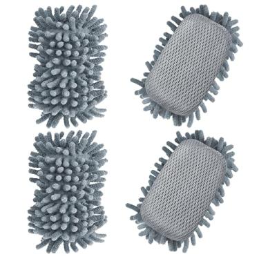 Imagem de 4 peças de borracha de microfibra para quadro branco – apagador seco lavável para marcadores de quadro branco e giz – sala de aula, escritório, casa professor