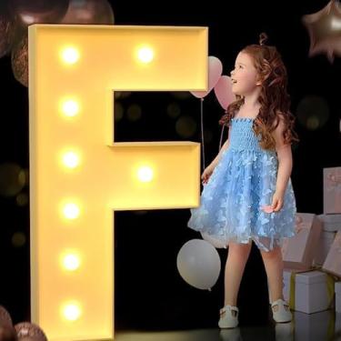 Imagem de Letras iluminadas, letreiro de LED com 26 letras, decoração de parede com alfabeto para festa em casa, bar, casamento, aniversário, festival, operado por bateria