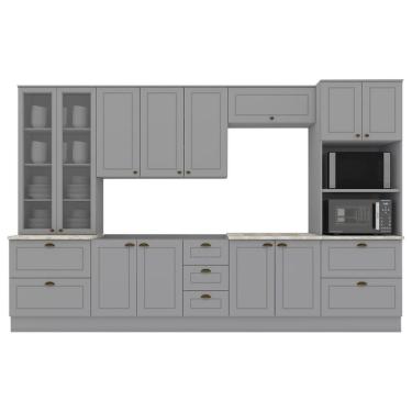 Imagem de Cozinha Modulada 7 Pecas 343 Cm Ce172 Americana Henn Cinza Calcare