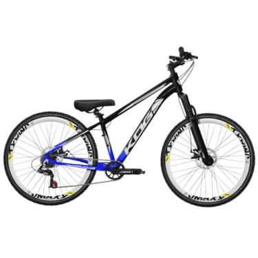Imagem de Bicicleta Aro 26 KOG Freeride 1x7 – Estilo Grau, Suspensão 29”, Freios a Disco, Aros Vmaxx Neon – Bike Urbana de Alta Performance, Azul Cobalto Preto, Adesivo Branco,Vmaxx Branco