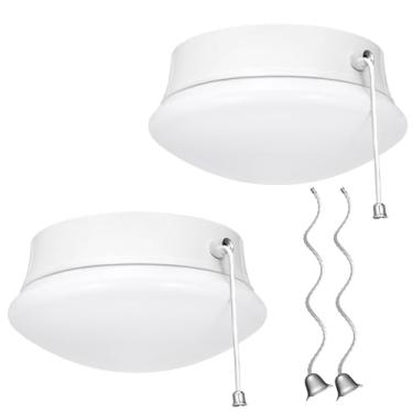 Imagem de Luminária de teto E26 com montagem alinhada, montagem na superfície, luminária LED para armário, 7" 12W 1300lm equivalente a 125W com corrente de puxar para lavanderia, quarto, corredor