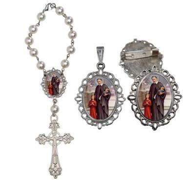 Imagem de Terço de Carro São Vicente de Paula com Broche e Relicario Lembrancinh