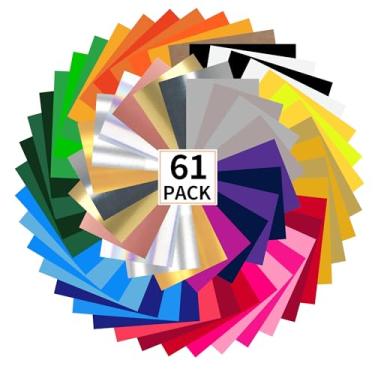 Imagem de FUNKAKA Pacote De Vinil Transferência Térmica Htv, Com 62 Folhas 12" X 10" Para Camisetas, 35 Cores Sortidas, Máquina Passar A Ferro, Fácil Cortar E Design Remoção Ervas Daninhas