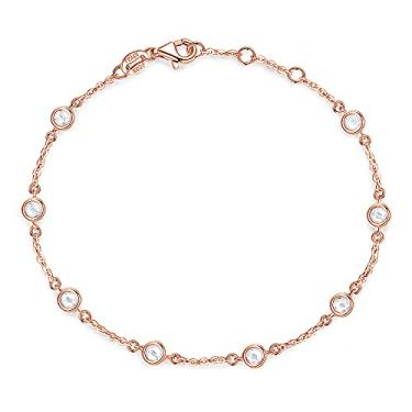 Imagem de Kaletine Pulseira de prata esterlina 925 com contas de zircônia cúbica italiana para mulheres, homens, meninas e meninos 17 cm 18 cm 19 cm, Pedra, Zircônia cúbica