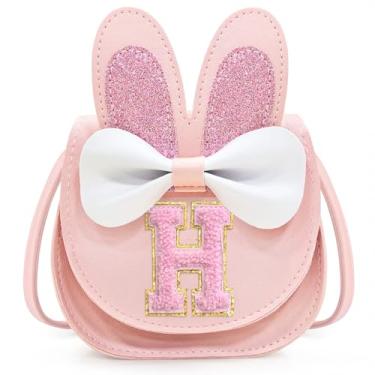 Imagem de Idefair Bolsa infantil para meninas, presente de aniversário para crianças de 3, 4, 5, 6, 7, 8, 9 e 10 anos, bolsa de ombro para crianças, rosa, Letter H, Bonito
