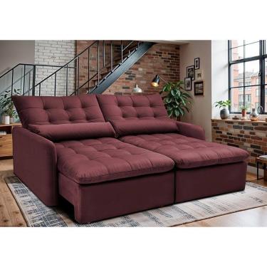 Imagem de Sofá Sem Caixa Retrátil 1,60m Softgel Celeste Velusoft Vinho Cama Inbox