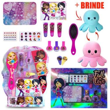 Imagem de Kit Infantil Maquiagem Criança Brilho Labial + Brinde Polvo - Discotee