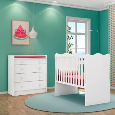 Imagem de Berço doce sonho 1 + cômoda trocador 2523 branco - Mobiliar Home Shop