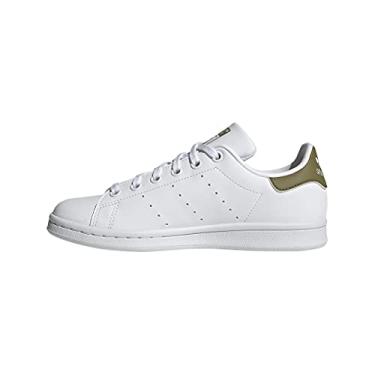 Imagem de adidas Originals Tênis infantil unissex Stan Smith (End Plastic Waste), Branco/Branco/Musgo selvagem, 5.5 Big Kid