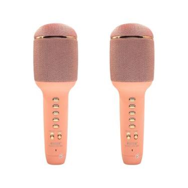 Imagem de Kit 2 Caixa de Som e Microfone Sem Fio Karaokê Repórter Youtuber WS-90