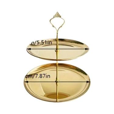 Imagem de Suporte De Bolo De 2/3 Camadas Em Aço Inoxidável Dourado E Prateado, S