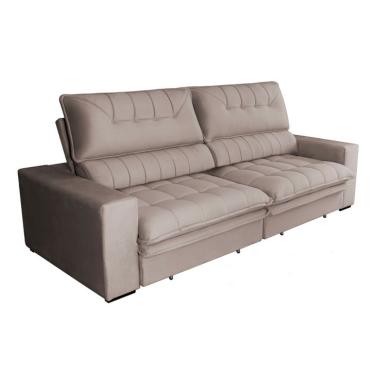 Imagem de Sofá 3 Lugares Retrátil e Reclinável Mustang Veludo Castanho 230 cm