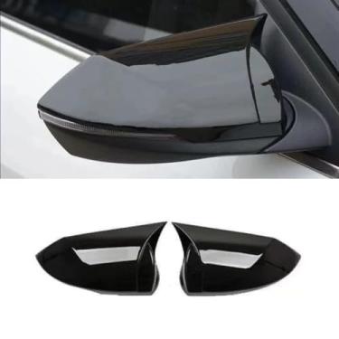 Imagem de Capa de proteção traseira para carro compatível com Elantra 2021 Kit de acabamento de capa de espelho lateral acessórios de carro (preto brilhante)