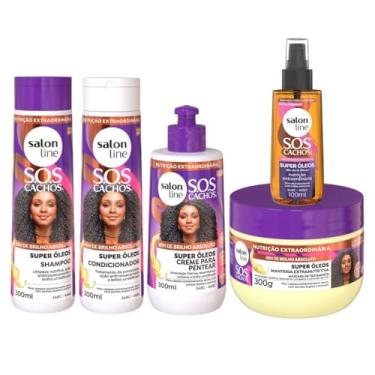 Imagem de Kit Super Óleos com Shampoo, Condicionador, Creme Pentear, Óleo 100ml e Manteiga Salon Line