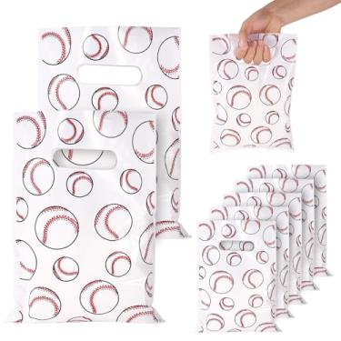 Imagem de 50 peças de sacolas de brinde de beisebol, sacolas de lembrancinhas de festa de beisebol para doces, biscoitos, embalagem de presente para crianças, suprimentos de festa de aniversário, eventos de