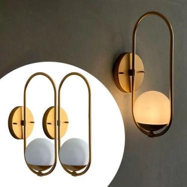 Imagem de Kit 2 Arandela Luminária De Parede Moderna Jabuticaba Com Vidro Globo 