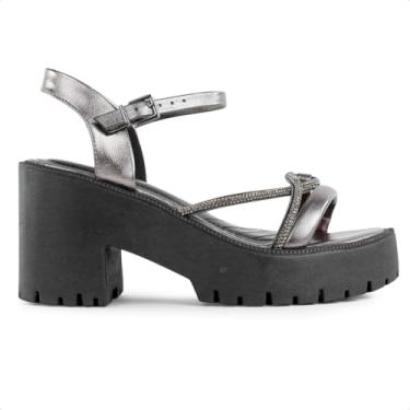 Imagem de Sandália Ramarim Tratorada Feminina (Preto/Prata, BR, Adulto, Numérico, 37)