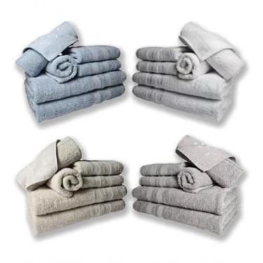 Imagem de Jogo De Toalhas 8 Banhos 8 Rostos 8 Pisos Grossa Az+br+bg+cz - Toalhas