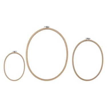 Imagem de CarpNettore 3 Peças Ovais Bastidor de Bordado Multiuso Quadro de Exibição Quadro de Bordado Bastidor de Madeira Ponto Cruz Loops para DIY Needlecraft