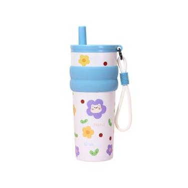 Imagem de KiBcsLic Garrafa térmica infantil 680ml copo de água a vácuo garrafa para beber para playground ao ar livre e viagem, Azul