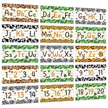 Imagem de TICIAGA Conjunto De Quadro Avisos Com 15 Letras Do Alfabeto Animais Safári, Decoração Borda Parede Números 0 A 20 Da Selva Para Pré-Escola, Jardim Infância, Sala Aula Elementar, Faixa