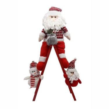 Imagem de Escada De Natal Decorativa Em Poliéster Com Boneco 65cm Papai Noel - Z