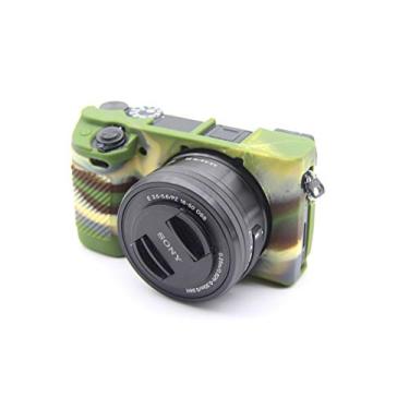 Imagem de Capa A6400, BolinUS Fullbody Ultrafina, leve, de borracha, macia, de silicone, capa para Sony Alpha A6300 A6400, Camouflage