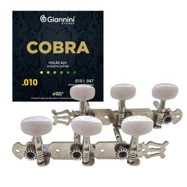 Imagem de Tarraxa p/ Violao Pino Fino Tsmpf c/ Jogo De Cordas Aço 010 - SMART