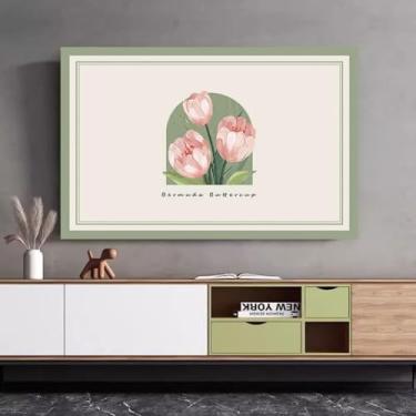 Imagem de Capa de TV interna antiderrapante 32-80 polegadas capa protetora de tela de TV multitamanho monitor LCD TV protetor de tela capas de sala de estar quarto decoração flor1||40-43 polegadas