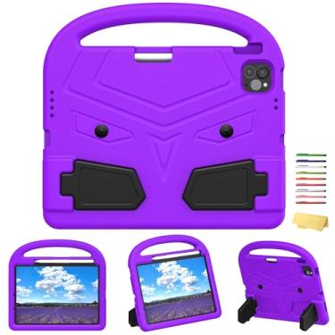 Imagem de UUcovers Capa infantil para iPad Pro de 11 polegadas M4 (2024) - 5ª geração, com suporte para lápis/suporte/alça/suporte dobrável, leve e macia, espuma vinílica acetinada, à prova de choque, capa para