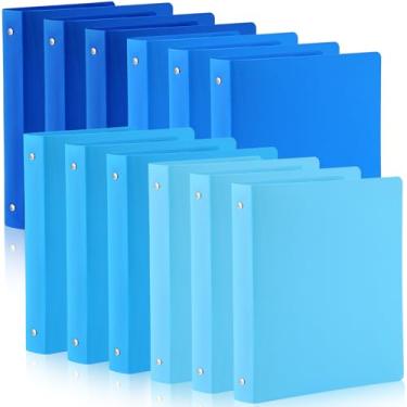 Imagem de CHENGU 12 fichários de 2,5 cm, 3 anéis, comporta 200 folhas de papel de 2,5 cm, fichário de plástico com bolso redondo, 3 anéis, tamanho carta para material de escritório escolar (cor azul, 3 cm)