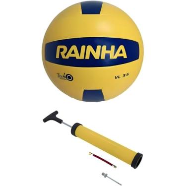 Imagem de Bola de Vôlei Profissional Rainha 3.5 Amarela e Azul Com Bomba De Encher– Superfície Lisa, Oficial, Leve e Resistente para Jogos, Treinos, Quadra, Praia e Lazer.