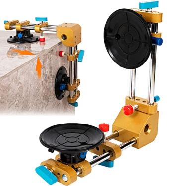 Imagem de YEFA Ferramenta de alinhamento de precisão de costura de pedra de 90 graus para bancadas de granito, mármore e quartzo. Estrutura de aço inoxidável resistente inclui copos a vácuo de 5 x 15 cm e