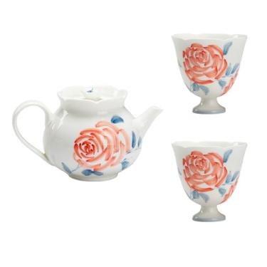 Imagem de Conjunto de chá de gongfu pintado à mão boutique – rosa romântica em porcelana branca pura, inclui mini bule, Gaiwan, xícaras de chá e bandeja, conjunto de presente de cerimônia de chá, conjunto de