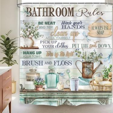 Imagem de Omifly Cortina de chuveiro infantil com 12 ganchos de plástico, tecido impermeável, acessórios para vaso sanitário