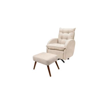 Imagem de Poltrona Amamentação Balanço com Giro C/Puff Stella Suede  Bege TC-S09   - Montanaris D...
