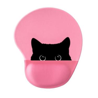 Imagem de Mousepad Ergonômico Estampado Gato Rosto Rosa  LionGames