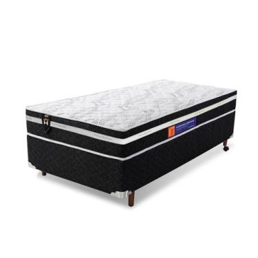 Imagem de Conjunto Cama Box Solteiro Durham 128x188x60 Preto c/ Molas Ensacadas 