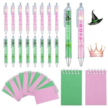 Imagem de TUSAUW 32 Pcs Princess and Witch Party Favors, Witch and Princess Pens, Mini Spiral Notebooks Bulk, Pink and Green Gift Pens Set