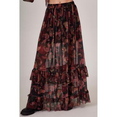 Imagem de Saia Longa De Tule Preta Estampa Cashmere Yacamim A20-Feminino