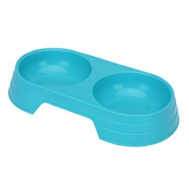 Imagem de Comedouro Bebedouro Duplo 2 Em 1 Para Pets Cães E Gatos 200 Ml Em Cada Lado Azul