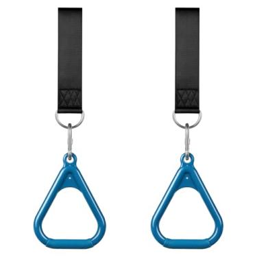 Imagem de LadyRosian Trapeze Bar Swing Monkey Bars Hanging Ninja Rings Warrior Slackline Obstacle Course Kits for Kid Playground Equipment Accessories (Blue)