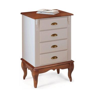 Imagem de Mesa de Cabeceira 4 Gavetas Pés Luiz Xv Hannover 60817 - Off White/Imbuia Glazer