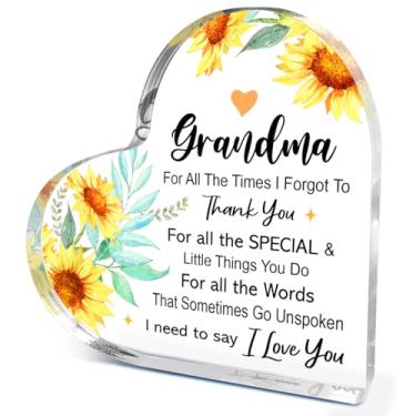 Imagem de For All the Times that I Forgot Acrylic Heart Decor, Grandma Gifts from Grandchildren, Thank You Gifts for Nana Sunflower Acrylic Desk Decor, Grandma Birthday Gift Ideas for Table Bookshelf
