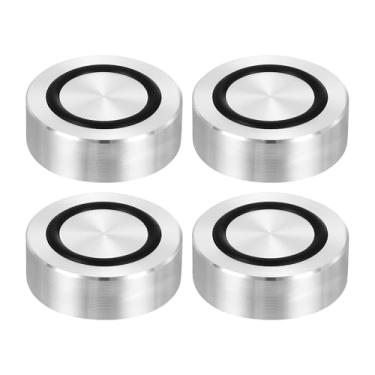 Imagem de uxcell Rosca M8 35 mm / 1,4" diâmetro 12 mm espessura disco adaptador superior 4 peças redondo sólido mesa pés almofada placa hardware com anel de borracha antiderrapante