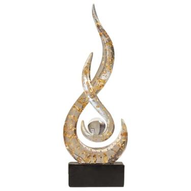 Imagem de AWNR Estátuas de decoração abstrata art déco para casa, prateleiras, mesa, sala de estar, sala de jantar, decoração moderna de casas para venda (ouro transparente)