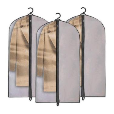 Imagem de Kit 3 Capas Para Ternos Proteção Respiravel Com Ziper Reforçado Premiu