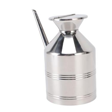Imagem de Aramox Garrafa de Dispensador de óleo de Aço Inoxidável, Gadget de Cozinha de Recipiente Multifuncional para Molho de Soja Vinagre de Azeite Com Design de Parede Lisa (Sem alça 500 ml)