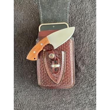 Imagem de Faca Campeira Skinner Muladeira Artesanal 15cm com Lâmina Inox 8cm, Cabo Madeira Muirapiranga ou Resina + Bainha para Celular – Versátil para Churrasco, Campo, Uso Rural e Dia a Dia (Madeira Lisa)