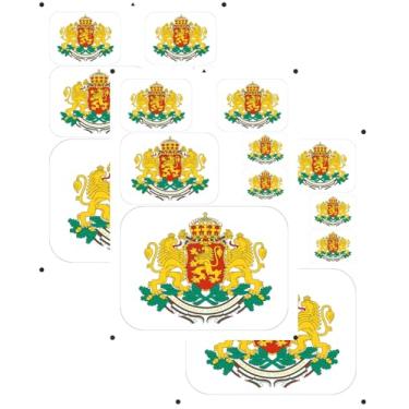 Imagem de vmcoatdu Emblema nacional da Bulgária com impressão a laser brasão búlgaro adesivo 3 peças em vários tamanhos adesivos (vermelho Bulgária)